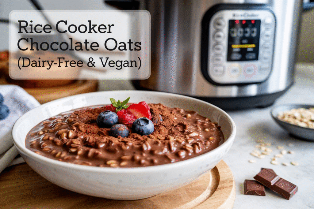 Rice Cooker Chocolate Oats (Dairy-Free & Vegan) - A Rich, Creamy Breakfast Made Effortless